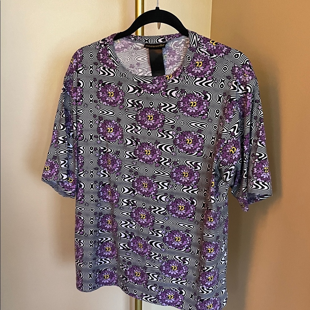 Nooworks Haze Purple and Black Oversized Tee